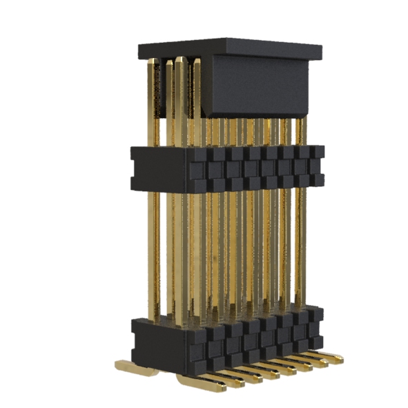 1713SMDI-22xxCP series, double-row open straight pin header with double insulator on the PCB with mounting cover for automatic surface (SMD) mounting, pitch 0.80 x 1.20 mm, Board-to-Board connectors, pin headers and sockets > pitch 0.80 x 1.20 mm