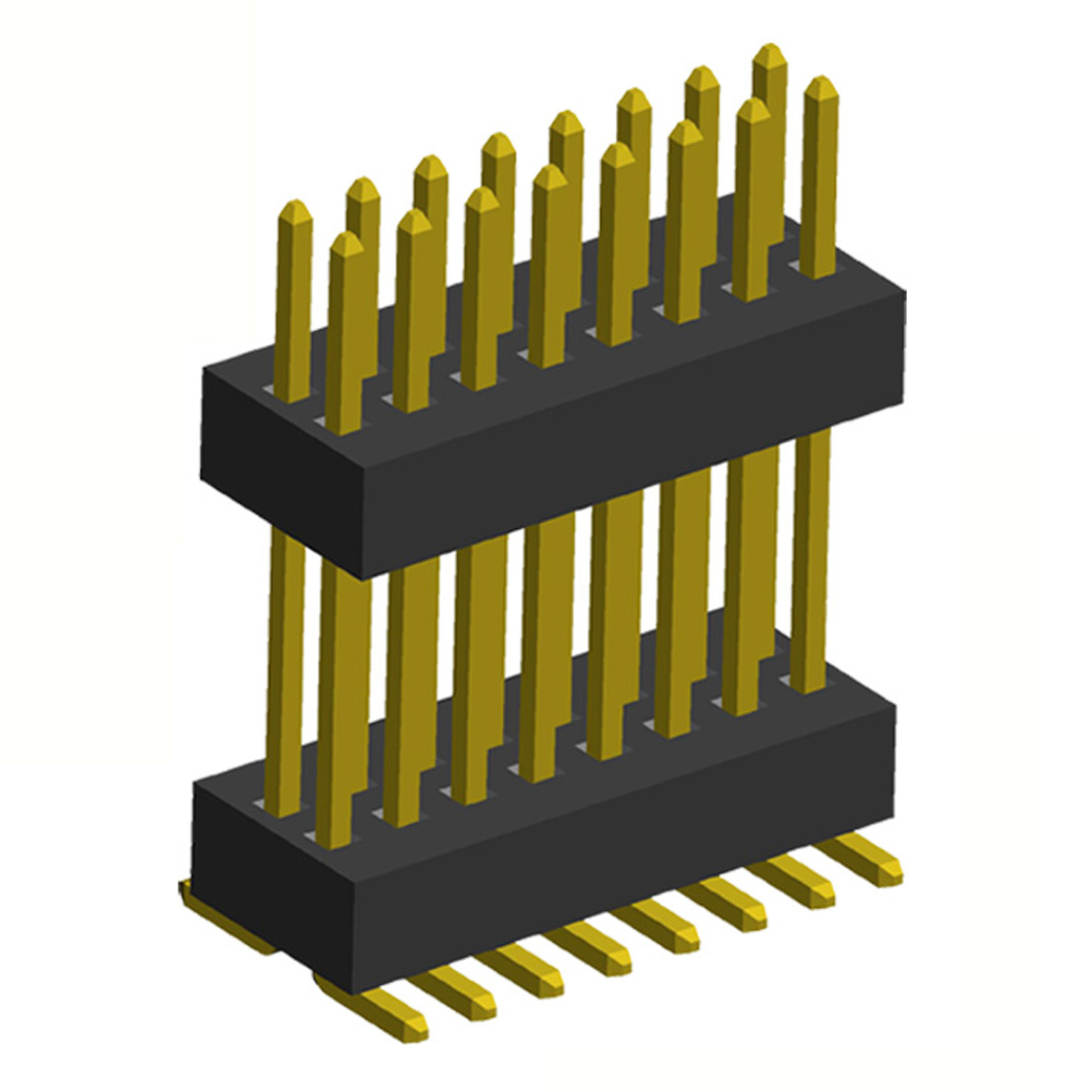 2191SMDI-XXXG series, open double row elevated straight pin headers on PCB for surface mounting (SMD), pitch 1.00 mm, Board-to-Board connectors, pin headers and sockets for them > pitch 1.00 mm
