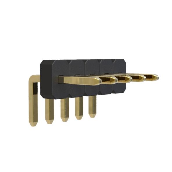 BL1425-11xxR series, pin headers  open single row angle on PCB for mounting in holes, pitch 1,27 mm, Board-to-Board connectors, pin headers and sockets for them > pitch 1,27 mm