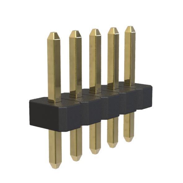 BL14065-11xxS series, pin headers single row straight on PCB for mounting in holes, pitch 1,27 mm, Board-to-Board connectors, pin headers and sockets for them > pitch 1,27 mm