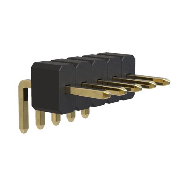 BL14065-11xxR-2.5 series, pin headers  open single row angle on PCB for mounting in holes, pitch 1,27 mm, Board-to-Board connectors, pin headers and sockets for them > pitch 1,27 mm