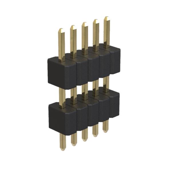 BL1420-21xxS series, pin headers  single row straight double isolator on PCB for mounting holes, pitch 1,27 mm, Board-to-Board connectors, pin headers and sockets for them > pitch 1,27 mm