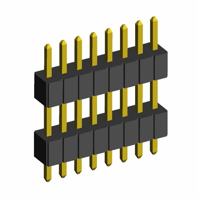 BL1410SADI-21xx-1.0 series, pin headers  single row straight double isolator on PCB for mounting holes, pitch 1,27 mm, Board-to-Board connectors, pin headers and sockets for them > pitch 1,27 mm