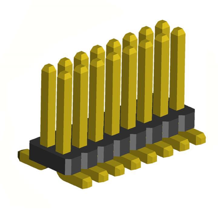 2199SB-XXXG-SM series, pin headers double row, straight on PCB for surface (SMD) mounting, pitch 1,27x1,27 mm, Board-to-Board connectors, pin headers and sockets for them > pitch 1,27x1,27 mm