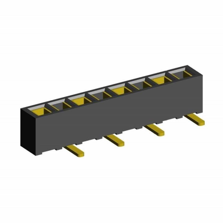 2200SA-XXG-SM1-B1 series, single row straight sockets for surface (SMD) mounting on PCB, pitch 1,27 mm, Board-to-Board connectors, pin headers and sockets for them > pitch 1,27 mm
