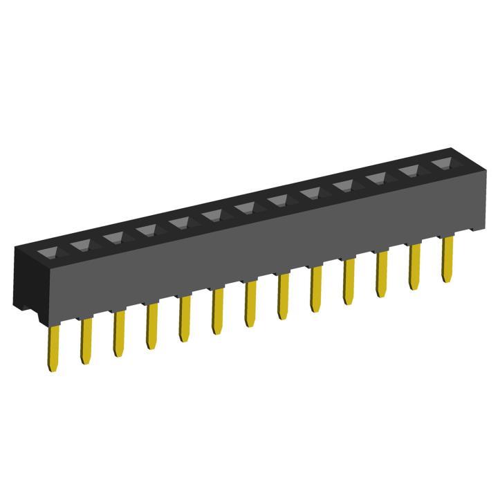 2200SA-XXG-21 series, single row straight sockets on PCB for mounting in holes, pitch 1,27 mm, Board-to-Board connectors, pin headers and sockets for them > pitch 1,27 mm