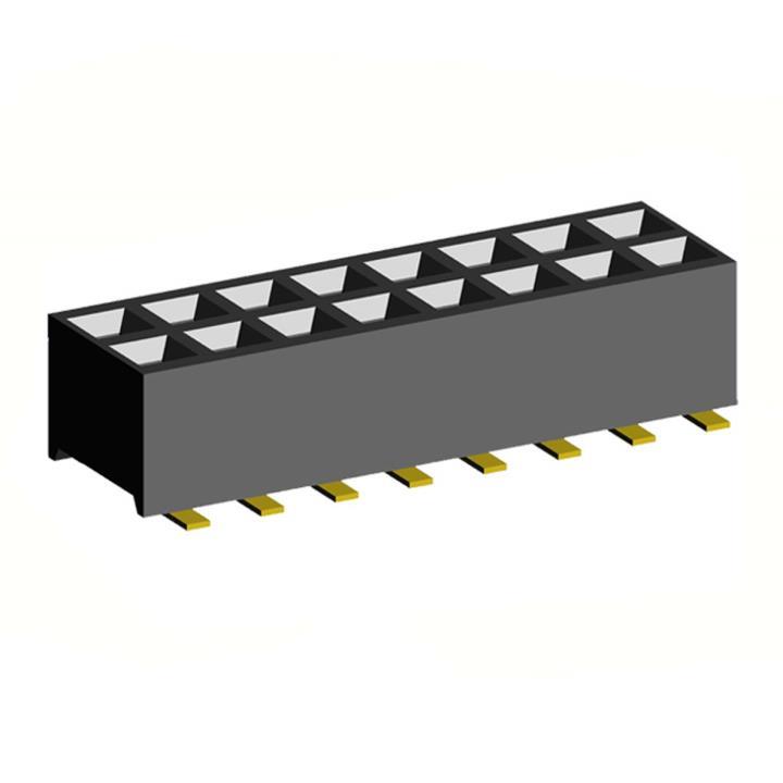 2200SB-XXXG-SM-23 series, double row straight sockets for surface (SMD) mounting on PCB, pitch 1,27x1,27 mm, Board-to-Board connectors, pin headers and sockets for them > pitch 1,27x1,27 mm