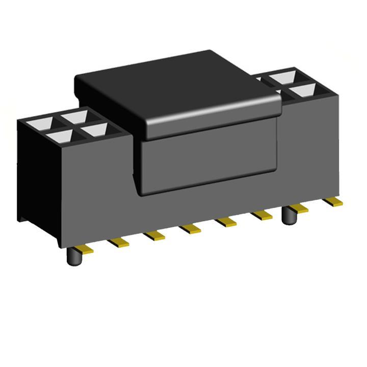 2200SB-XXXG-SM-36-PCG series, double row straight sockets on PCB for surface (SMD) mounting with guides and capture, pitch 1,27x1,27 mm, Board-to-Board connectors, pin headers and sockets for them > pitch 1,27x1,27 mm