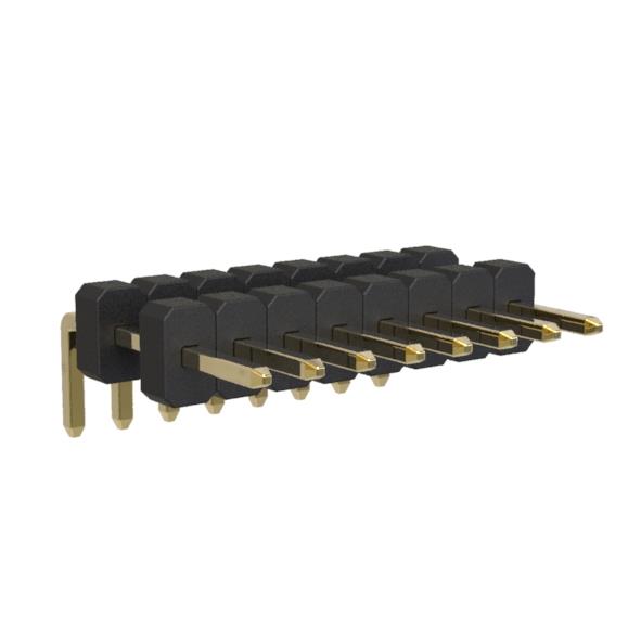 BL1410R-21xx-1.0 series, pin headers single row with double insulator angle on PCB for mounting in holes, pitch 1,27 mm, Board-to-Board connectors, pin headers and sockets for them > pitch 1,27 mm