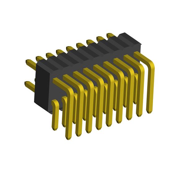 2206RPB-XXXG-XXXXXX series, plugs open angled double row on Board for mounting in holes, pitch 1,27x2,54 mm, Board-to-Board connectors, pin headers and sockets > pitch 1,27x2,54 mm
