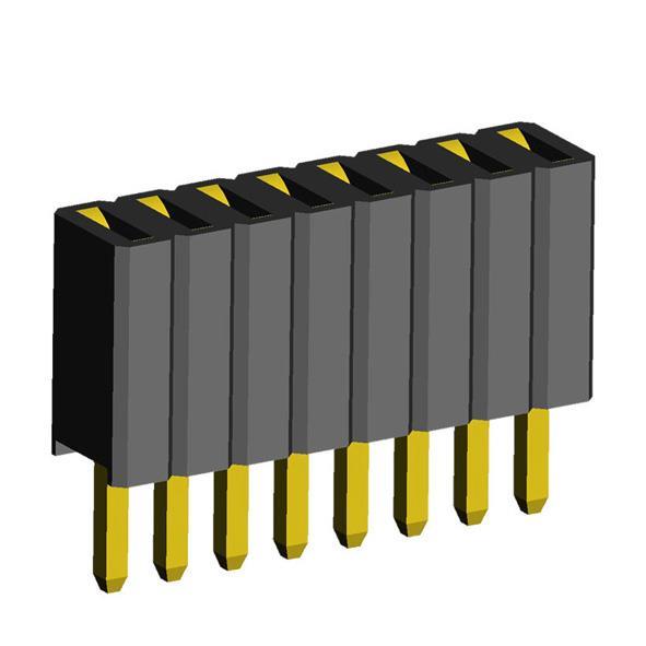 2206SA-XXG-46 (PBS1.27-XX) series, straight single row sockets on Board for mounting in holes, pitch 1,27 mm, Board-to-Board connectors, pin headers and sockets > pitch 1,27 mm