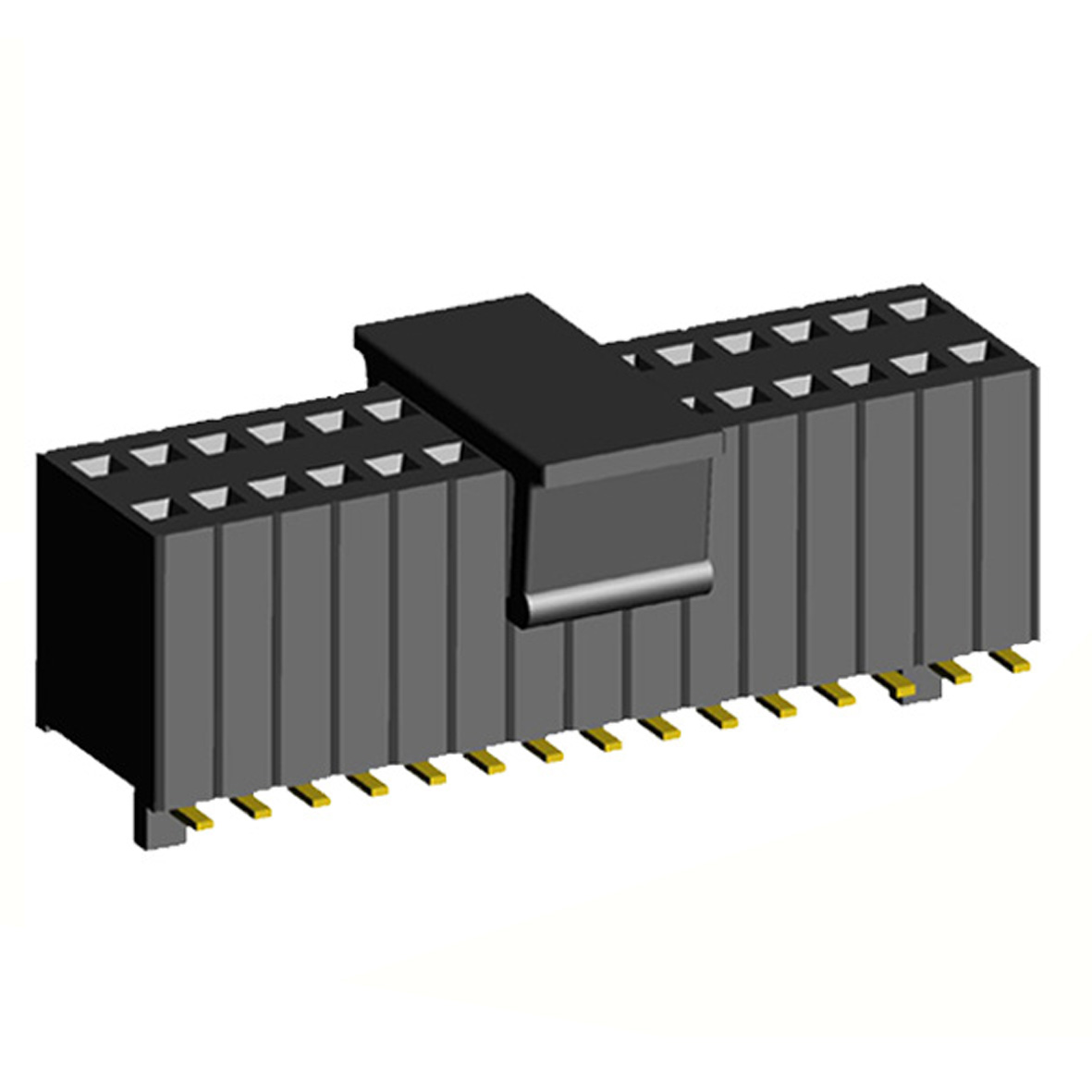 2206SB-XXXG-SM-60-CG series, straight double row sockets on the Board for surface (SMD) mounting on the Board with guides on the Board and mounting cover, pitch 1,27x2,54 mm, Board-to-Board connectors, pin headers and sockets > pitch 1,27x2,54 mm