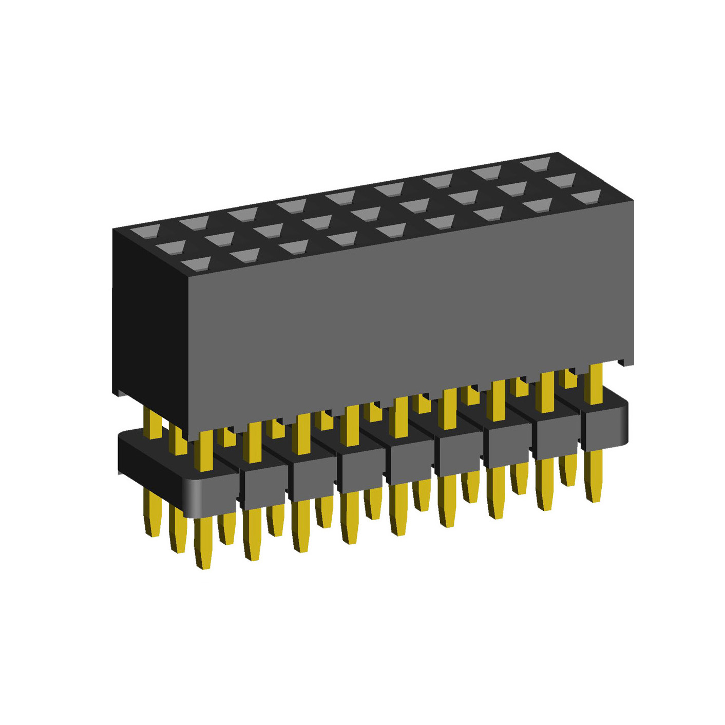 2203SDI-XXXG-935 series, straight three-row sockets with increased insulator on the Board for mounting in holes, pitch 2,0x2,0 mm, Board-to-Board connectors, pin headers and sockets > pitch 2,0x2,0 mm