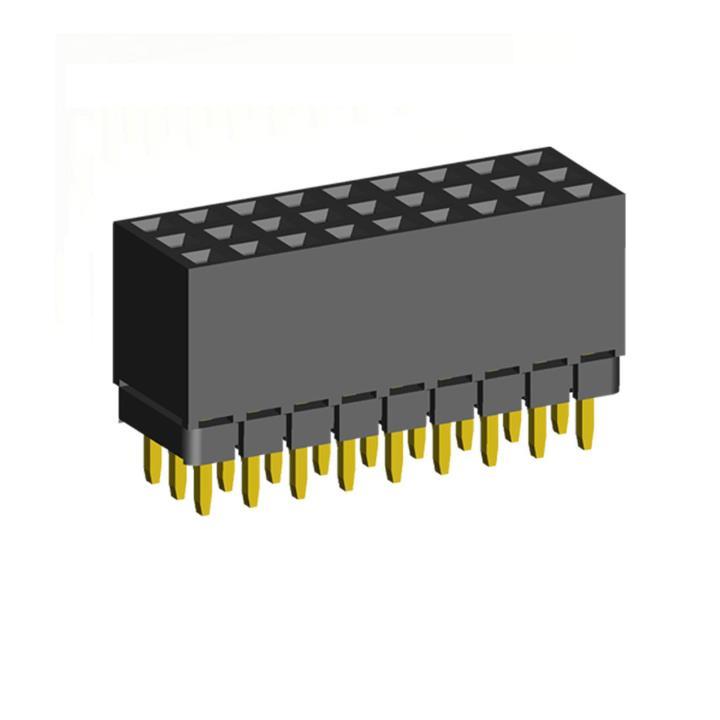 2203SDI-XXXG-1A series, straight three-row sockets with increased insulator on the Board for mounting in holes, pitch 2,0x2,0 mm, Board-to-Board connectors, pin headers and sockets > pitch 2,0x2,0 mm