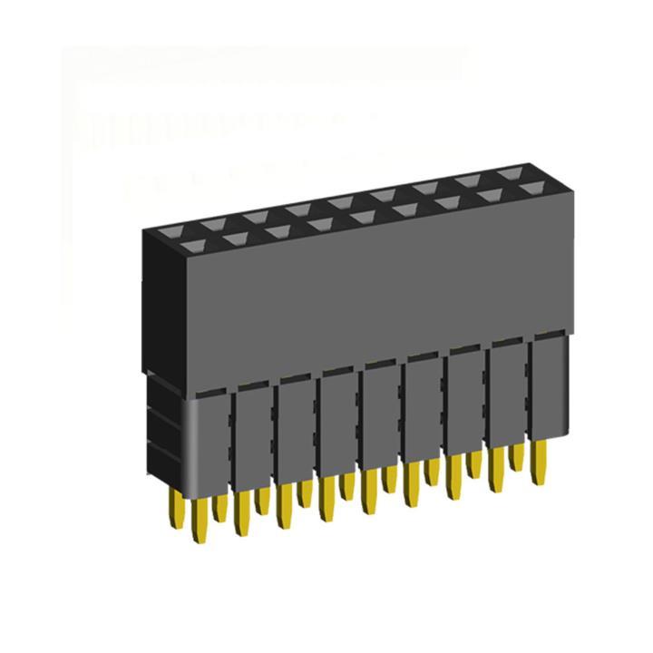 2207SDI-XXG-3A series, straight double-row sockets with increased insulator on the Board for mounting in holes, pitch 2,0x2,0 mm, Board-to-Board connectors, pin headers and sockets > pitch 2,0x2,0 mm