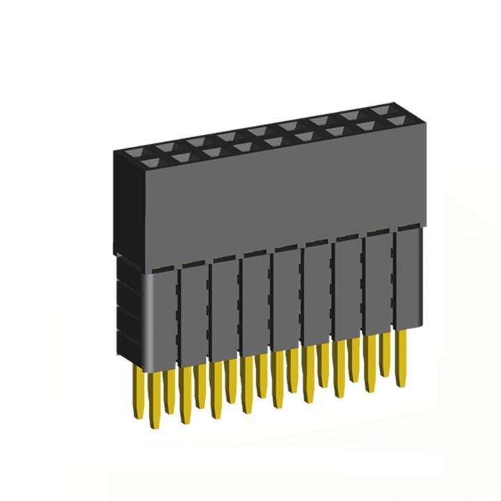 2207SDI-XXG-4B series, straight double-row sockets with increased insulator on the Board for mounting in holes, pitch 2,0x2,0 mm, Board-to-Board connectors, pin headers and sockets > pitch 2,0x2,0 mm