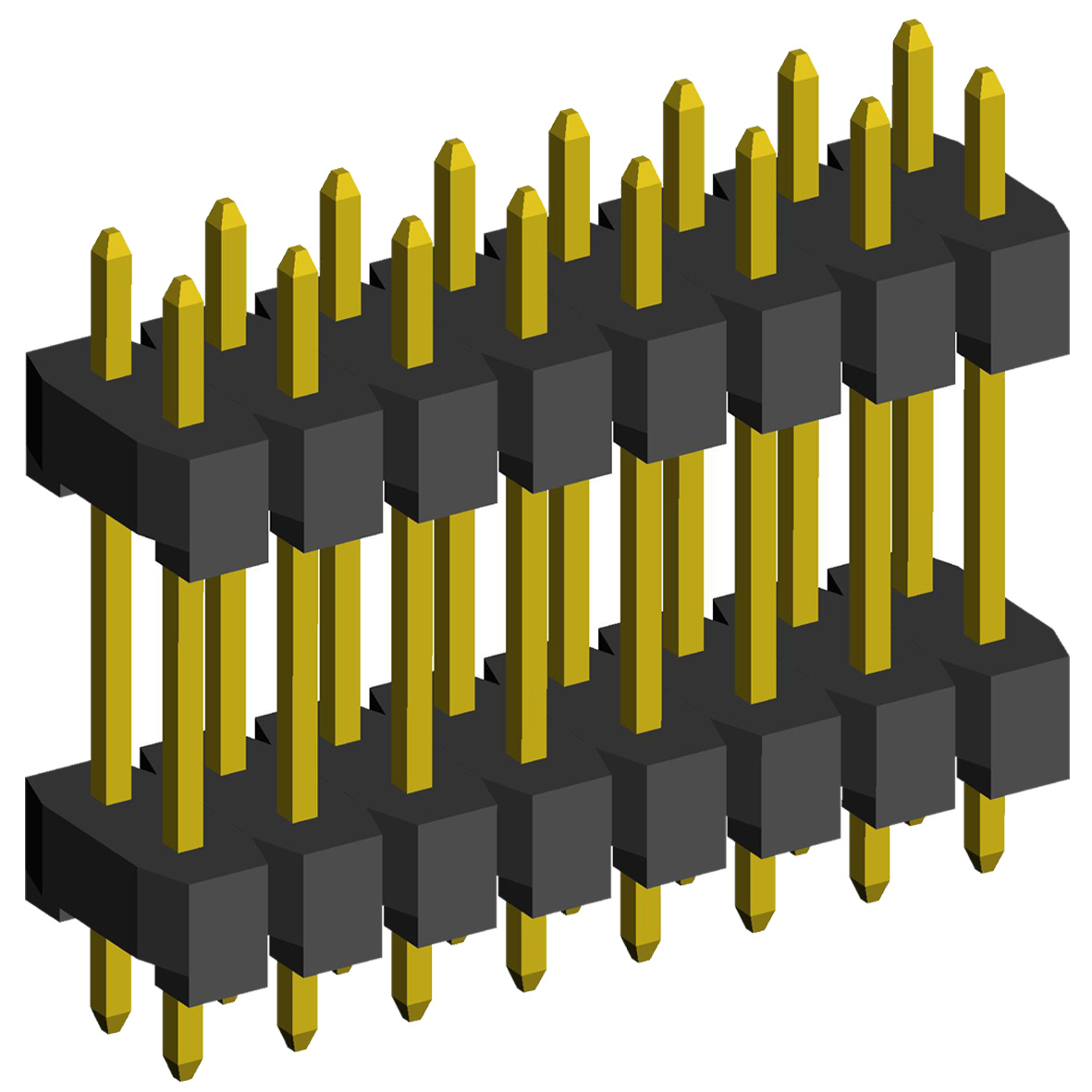 2208DI-XXG-2400 series, plugs pin open straight double row with double insulator on Board for mounting in holes, pitch 2,0x2,0 mm, Board-to-Board connectors, pin headers and sockets > pitch 2,0x2,0 mm