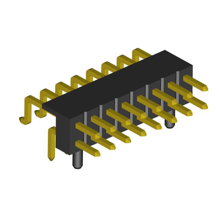 2208R-XXG-A60632-PG series, plug open double row angular pin with the guides for a fee for installation in a hole and SMD, pitch 2,0x2,0 mm, Board-to-Board connectors, pin headers and sockets > pitch 2,0x2,0 mm