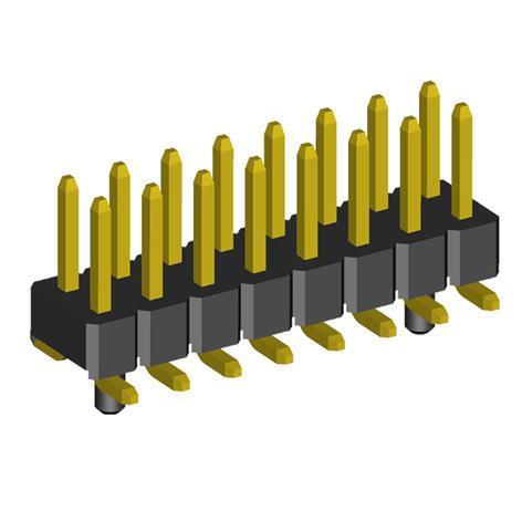 2208SM-XXG-XXXX-PG series, plugs pin open straight two-row with guides on the Board for surface (SMD) mounting, pitch 2,0x2,0 mm, Board-to-Board connectors, pin headers and sockets > pitch 2,0x2,0 mm