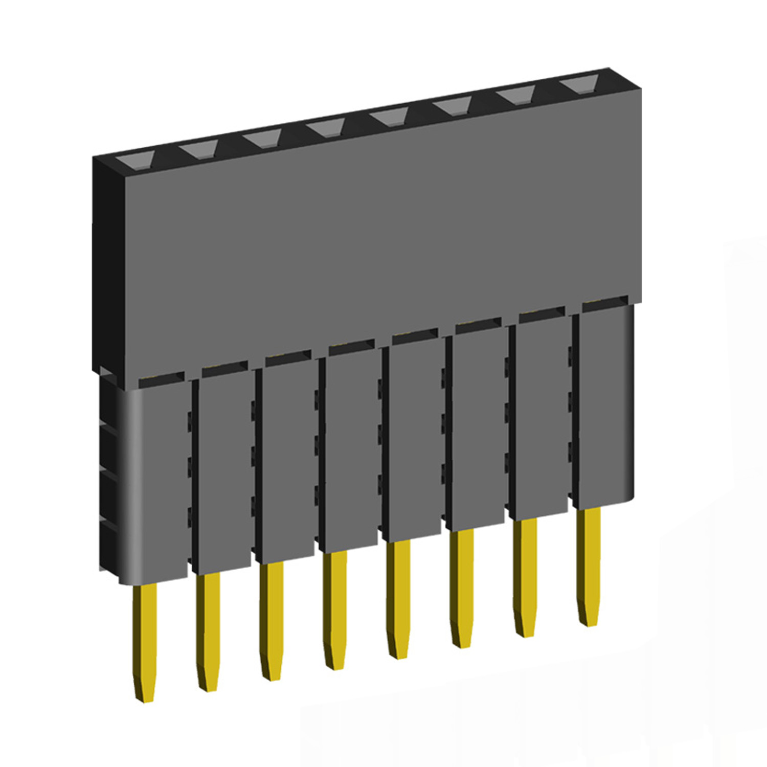 2209SDI-XXG-4B series, straight single-row sockets with increased insulator on the Board for mounting in holes, pitch 2,0 mm, Board-to-Board connectors, pin headers and sockets > pitch 2,0 mm