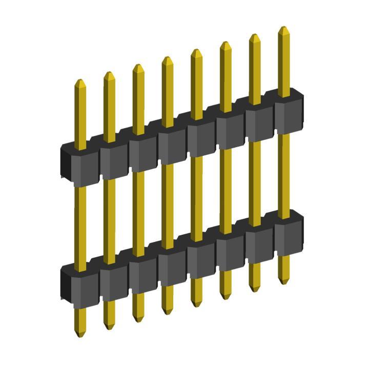 2210DI-XXG-H15-XXXX series, open the plug pin straight single row double insulator on the Board for mounting holes, pitch 2,0 mm, Board-to-Board connectors, pin headers and sockets > pitch 2,0 mm