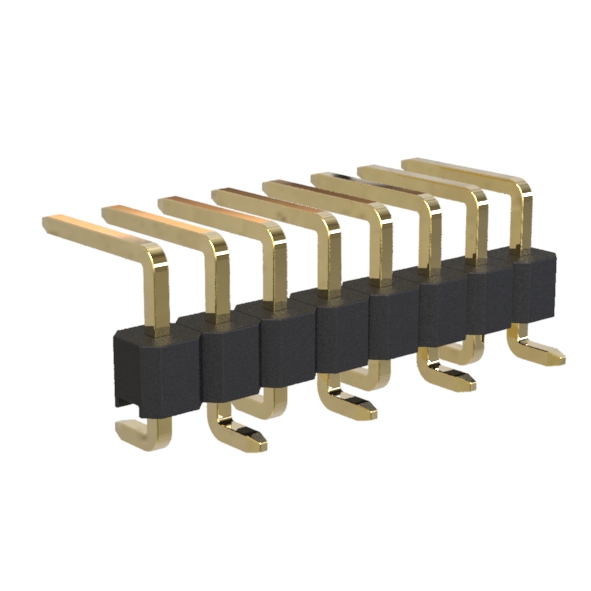 BL1225-11xxM3 series, single row SMD angled pin headers, type 2, pitch 2,54 mm, Board-to-Board connectors, pin headers and sockets > pitch 2,54 mm