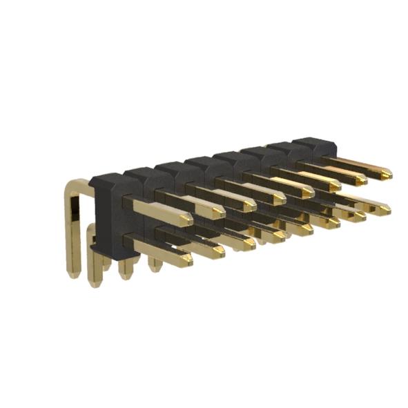 BL1220-12xxR1 series, pin headers, double row, corner, pitch 2,54x2,54 mm, Board-to-Board connectors, pin headers and sockets > pitch 2,54x2,54 mm