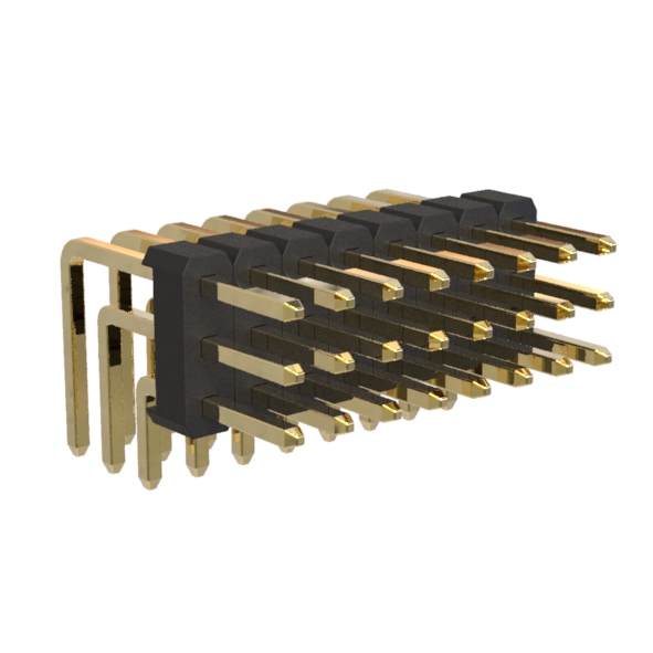 BL1225-13xxR series, pin headers angle three-row on Board for mounting in holes, pitch 2,54x2,54 mm, Board-to-Board connectors, pin headers and sockets > pitch 2,54x2,54 mm