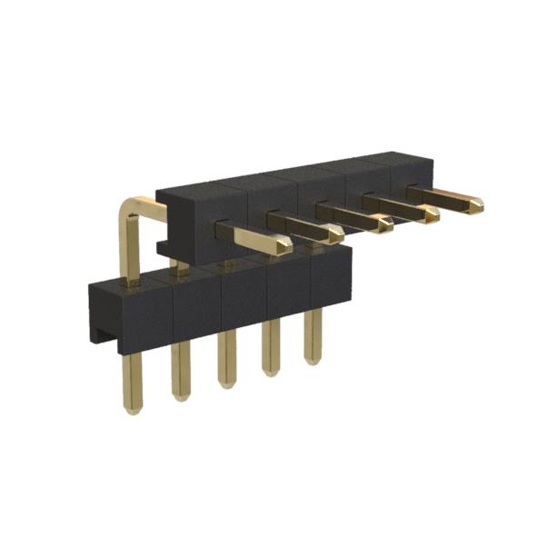 BL1217-21xxR2 series, angular single row pin headers double insulator, pitch 2,54 mm, Board-to-Board connectors, pin headers and sockets > pitch 2,54 mm