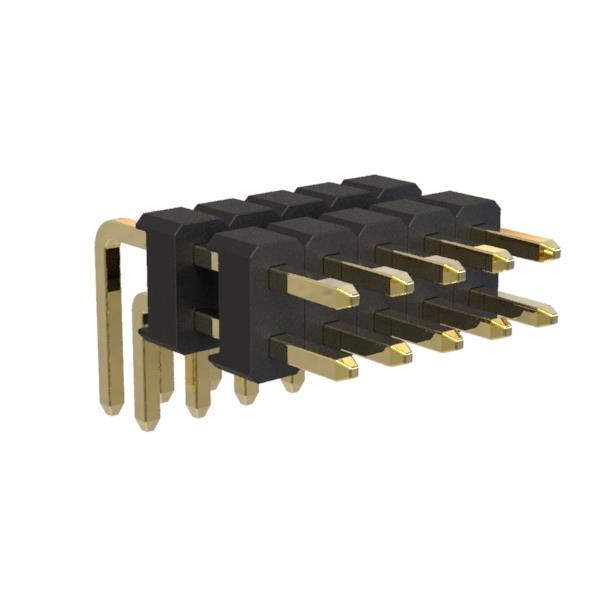 BL1225-22xxR1 series, double row angular pin headers with double insulator, pitch 2,54x2,54 mm, Board-to-Board connectors, pin headers and sockets > pitch 2,54x2,54 mm