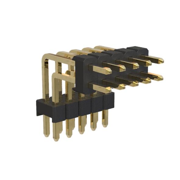 BL1220-22xxR2 series, double row angular pin headers with double insulator, pitch 2,54x2,54 mm, Board-to-Board connectors, pin headers and sockets > pitch 2,54x2,54 mm