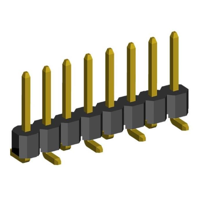 2211SM-XXG-B2 series, pin headers straight single row on Board for surface mounting (SMD) , pitch 2,54 mm, Board-to-Board connectors, pin headers and sockets > pitch 2,54 mm