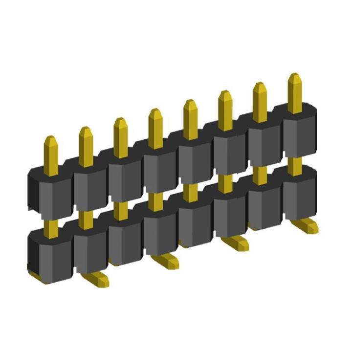 2211SMDI-XXG-B2-XXXX series, pin headers straight single row raised on Board for surface mounting (SMD) , pitch 2,54 mm, Board-to-Board connectors, pin headers and sockets > pitch 2,54 mm