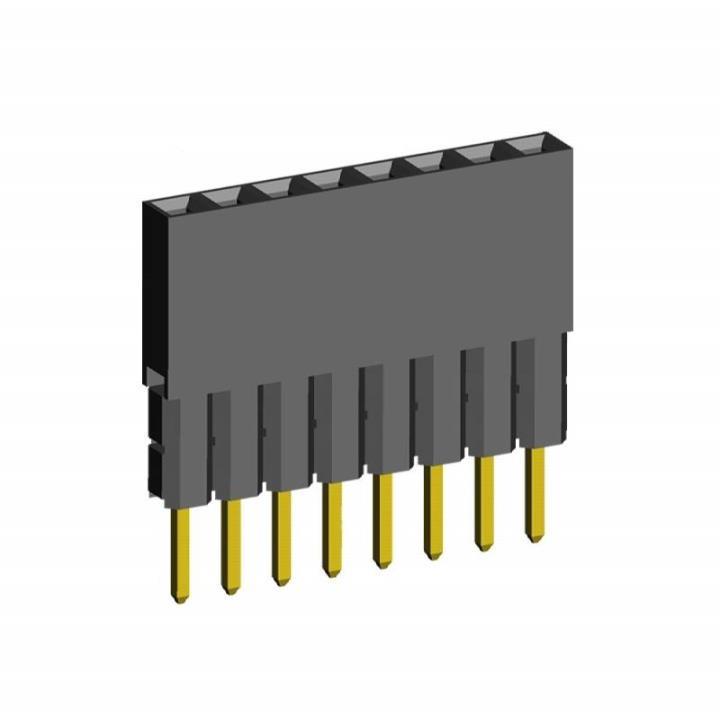 2212111-XXG-2B series, single-row sockets with increased insulator on the board for mounting in holes, pitch 2,54 mm, Board-to-Board connectors, pin headers and sockets > pitch 2,54 mm
