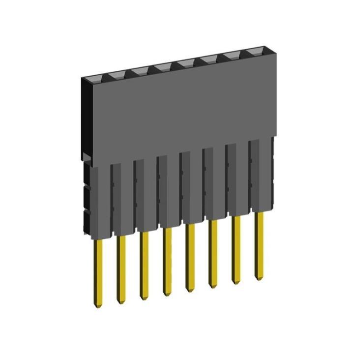 2212111-XXG-3C series, single-row sockets with increased insulator on the board for mounting in holes, pitch 2,54 mm, Board-to-Board connectors, pin headers and sockets > pitch 2,54 mm