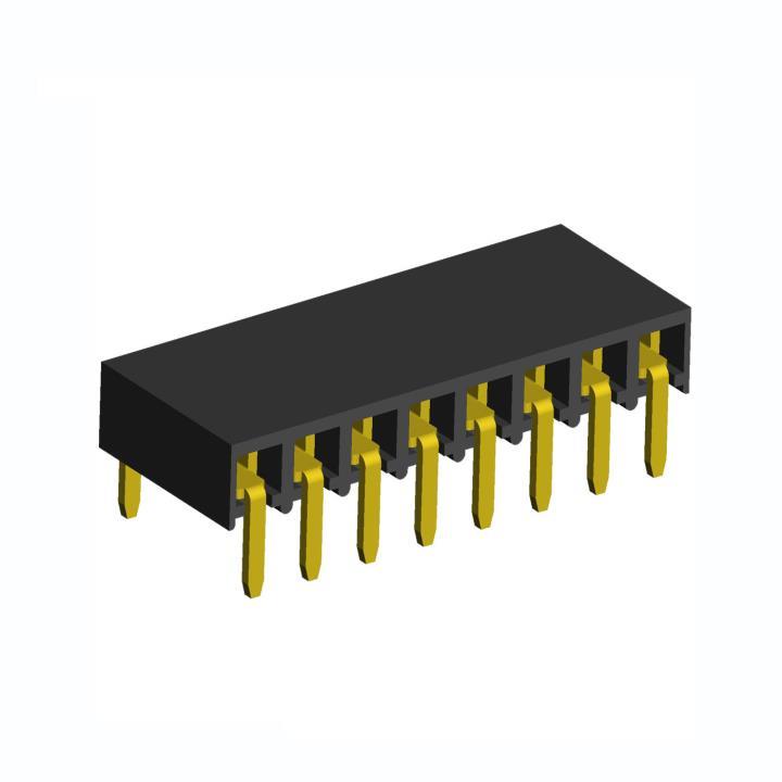 2212BR-XXG series, sockets with side entry single-row (socket) on the board for mounting in holes, pitch 2,54 mm, Board-to-Board connectors, pin headers and sockets > pitch 2,54 mm