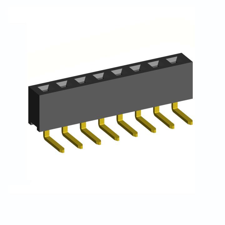 2212R-XXG-50 series, single row angular sockets on the board for installation in holes, pitch 2,54 mm, Board-to-Board connectors, pin headers and sockets > pitch 2,54 mm