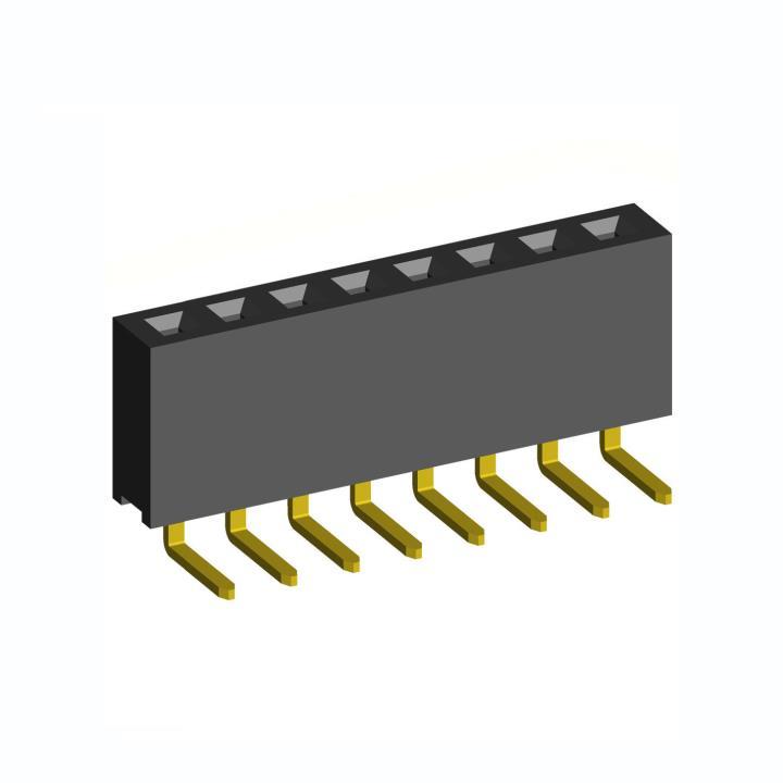 2212R-XXG-72 series, single row angular sockets on the board for installation in holes, pitch 2,54 mm, Board-to-Board connectors, pin headers and sockets > pitch 2,54 mm