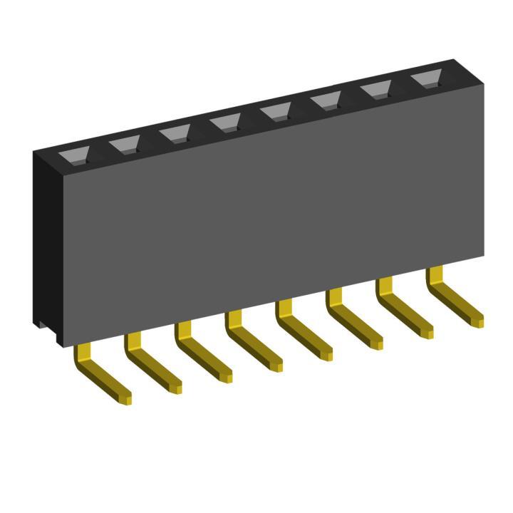 2212R-XXG-85 (PBS-XXR) series, single row angular sockets on a Board for installation in apertures, pitch 2,54 mm, Board-to-Board connectors, pin headers and sockets > pitch 2,54 mm