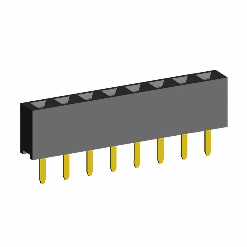 2212S-XXG-36 series, single row straight breakable sockets on the board for mounting in holes, pitch 2,54 mm, Board-to-Board connectors, pin headers and sockets > pitch 2,54 mm