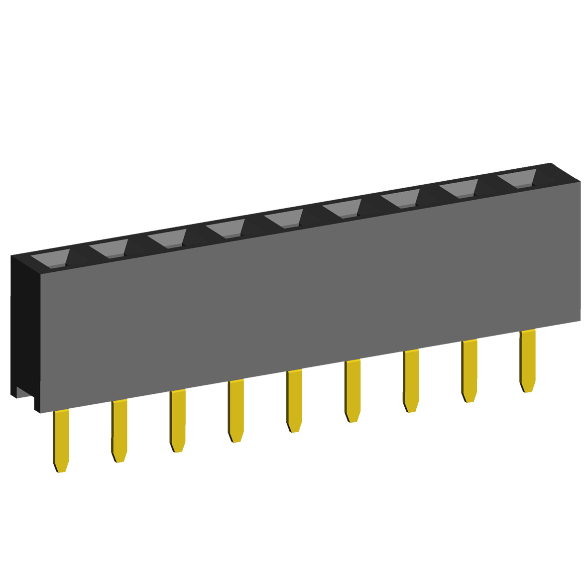 2212S-XXG-57 series, single-row straight sockets on the board for mounting in holes, pitch 2,54 mm, Board-to-Board connectors, pin headers and sockets > pitch 2,54 mm