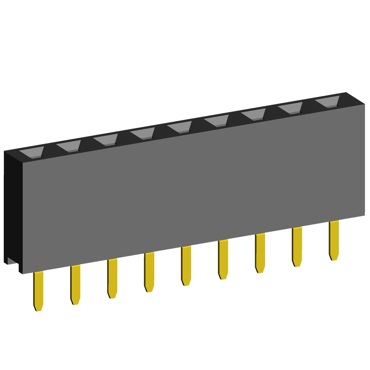 2212S-XXG-72 series, single-row straight sockets on the board for mounting in holes, pitch 2,54 mm, Board-to-Board connectors, pin headers and sockets > pitch 2,54 mm