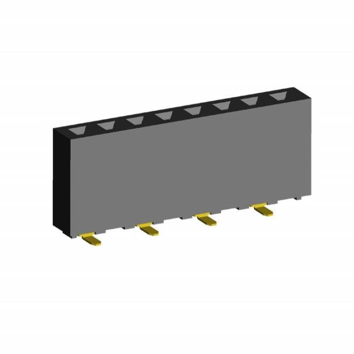 2212SM-XXG-85-B2-SJ series, straight single-row sockets for surface mounting (SMD) , pitch 2,54 mm, Board-to-Board connectors, pin headers and sockets > pitch 2,54 mm