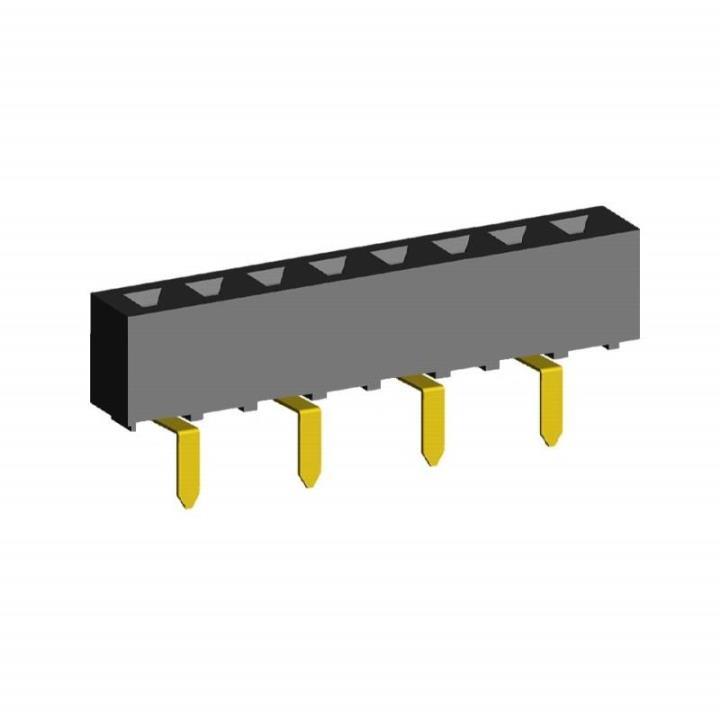 2212TB-XXG-B2 series, straight single-row sockets on the board for mounting in holes, pitch 2,54 mm, Board-to-Board connectors, pin headers and sockets > pitch 2,54 mm