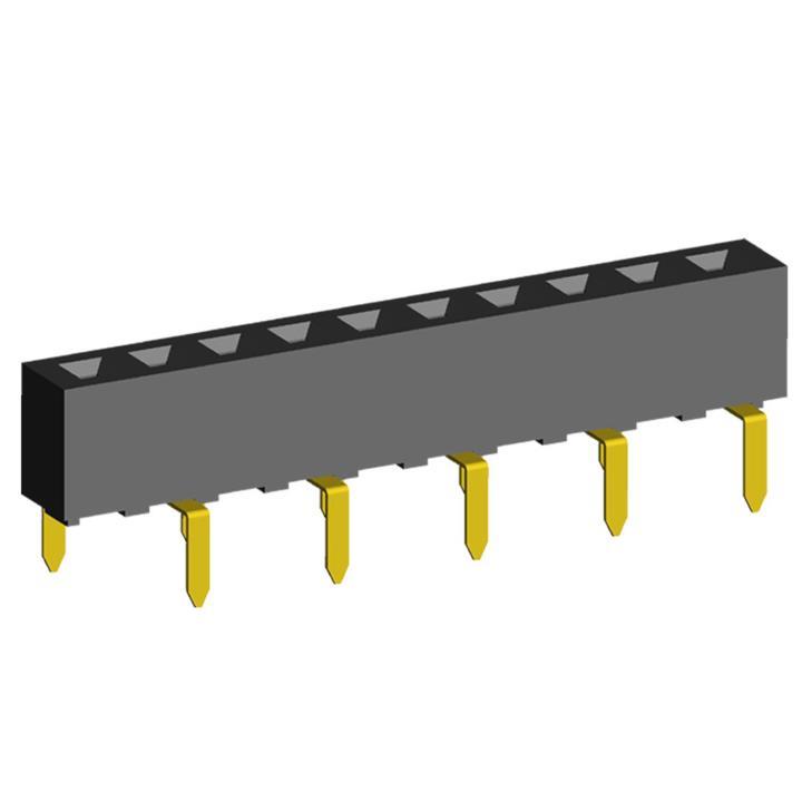 2212TB-XXG-B1 series, straight single-row sockets on the board for mounting in holes, pitch 2,54 mm, Board-to-Board connectors, pin headers and sockets > pitch 2,54 mm