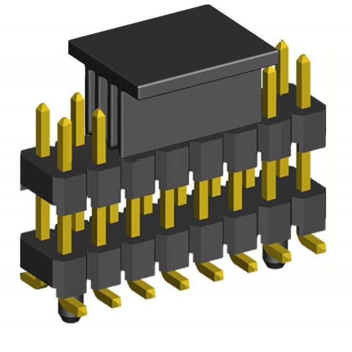 2213SMDI-XXG-CG series, pin headers straight double-row double insulator with guides on the board for surface (SMD) mounting with capture, pitch 2,54x2,54 mm, Board-to-Board connectors, pin headers and sockets > pitch 2,54x2,54 mm