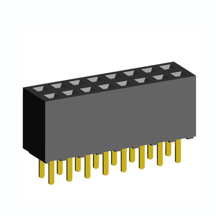 2214DS-XXG-85 series, double-row straight sockets on the board for mounting in holes, pitch 2,54x2,54 mm, Board-to-Board connectors, pin headers and sockets > pitch 2,54x2,54 mm