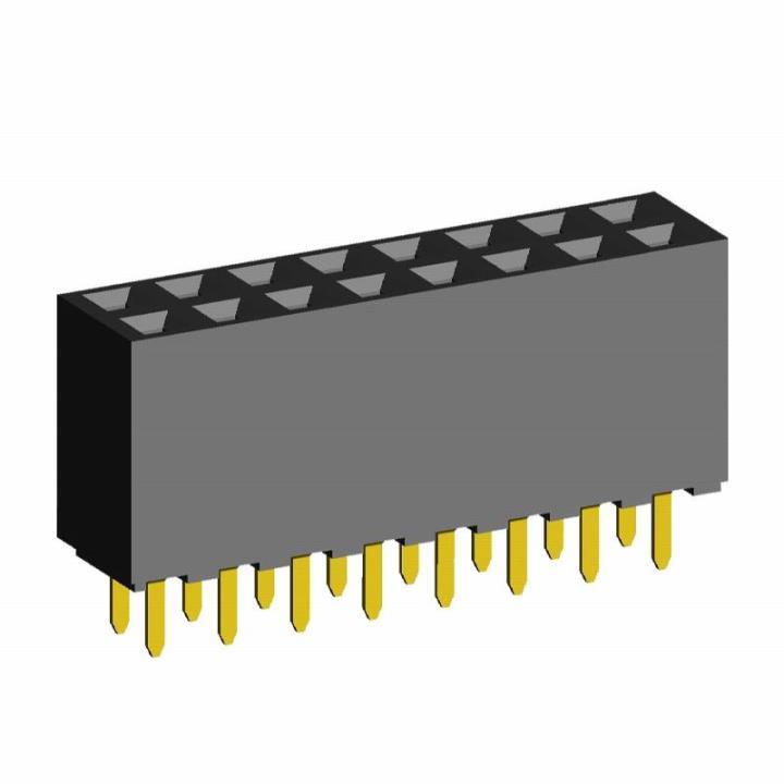 2214S-XXG-85-SJ series, double-row sockets with three-way contacts direct to the Board for mounting in holes, pitch 2,54x2,54 mm, Board-to-Board connectors, pin headers and sockets > pitch 2,54x2,54 mm