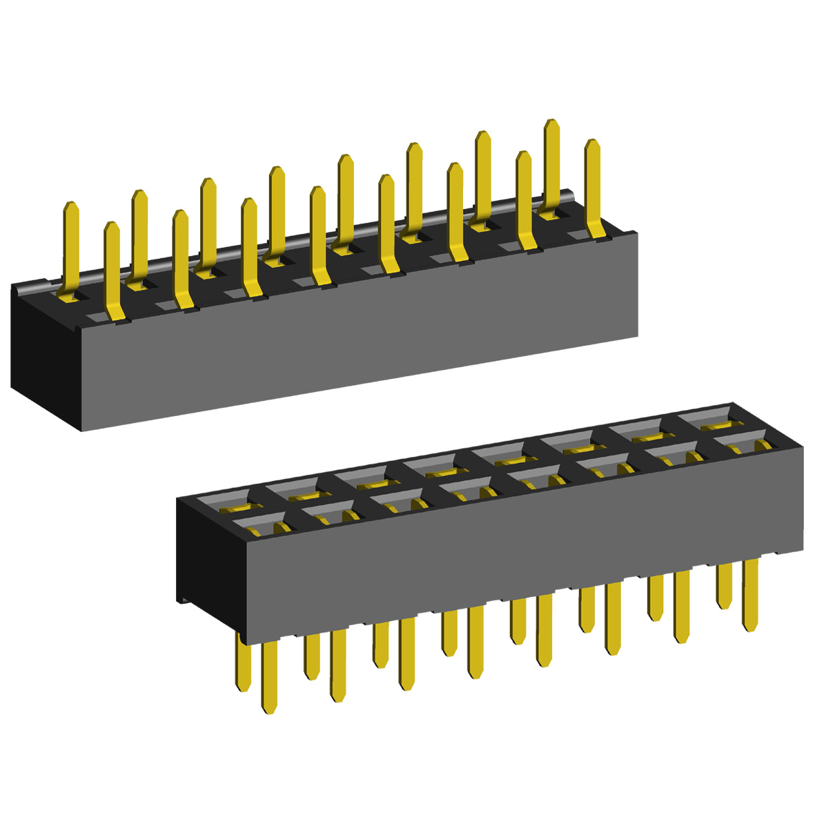 2214S-XXG-36D series, double-row straight sockets on the board for mounting in holes, pitch 2,54x2,54 mm, Board-to-Board connectors, pin headers and sockets > pitch 2,54x2,54 mm
