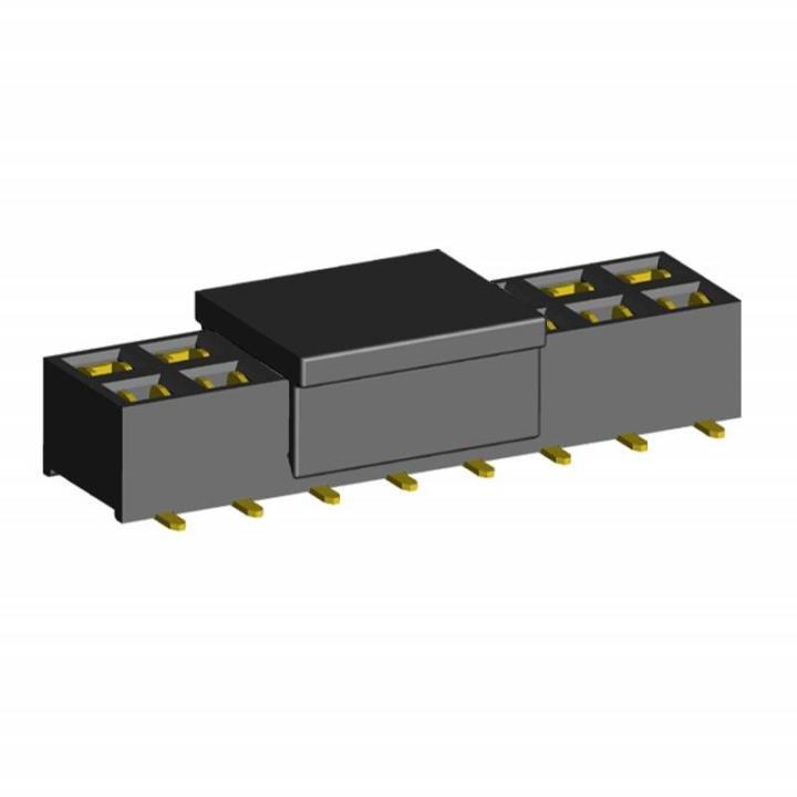 2214SM-XXG-37D-PCP series, double row straight sockets on Board for surface mounting (SMD) with gripper, pitch 2,54x2,54 mm, Board-to-Board connectors, pin headers and sockets > pitch 2,54x2,54 mm